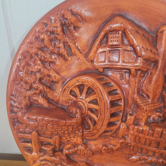 1950s Vintage Farmhouse Cottage Watermill Scene Hangable Countrycore Wall Art - Picture 3 of 8